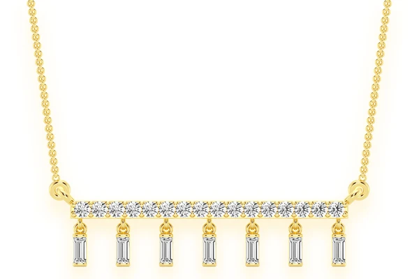 Dangling Baguette Diamond Pendant 14k Solid Gold 0.45ctw