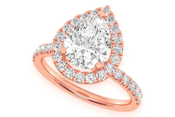 Thav - 2.00ct Pear Solitaire - Scallop Halo One Row - Diamond Engagement Ring - All Natural