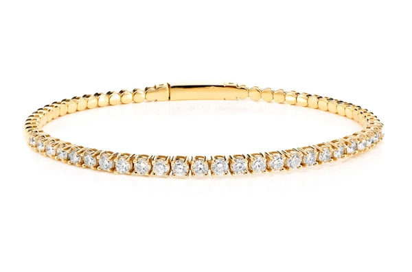 7pt Prong Set Diamond Flex Tennis Bangle Bracelet 14k Solid Gold 2.00ctw