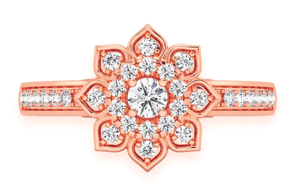 0.40ctw - Pointy Floral - Diamond Engagement Ring - All Natural