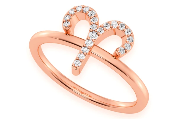 Aries Zodiac Diamond Ring 14k Solid Gold 0.10ctw