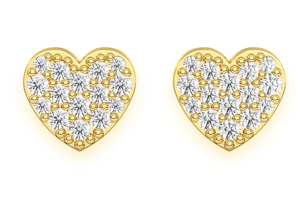 Heart Stud Diamond Earrings 14k Solid Gold 0.25ctw