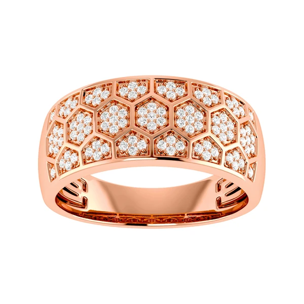 Honeycomb Diamond Band Ring 0.25ctw 14k Solid Gold