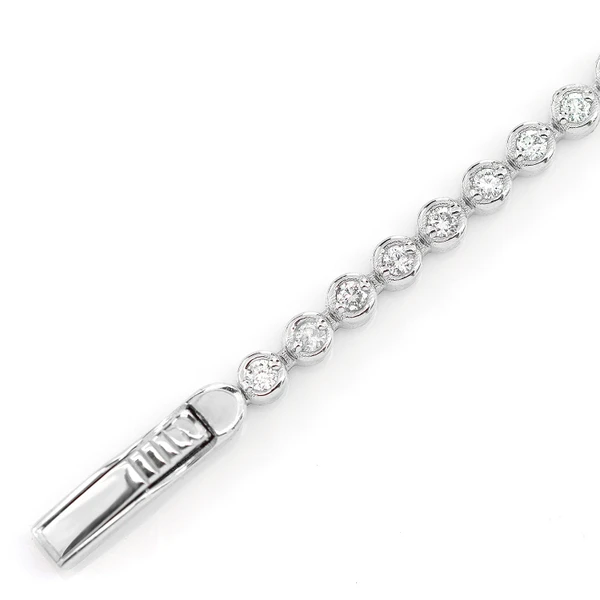 Extended Diamond Bezel Link Bracelet 14k Solid Gold 0.80ctw