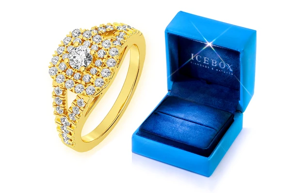 0.75ctw Cushion Double Halo - Diamond Engagement Ring - All Natural