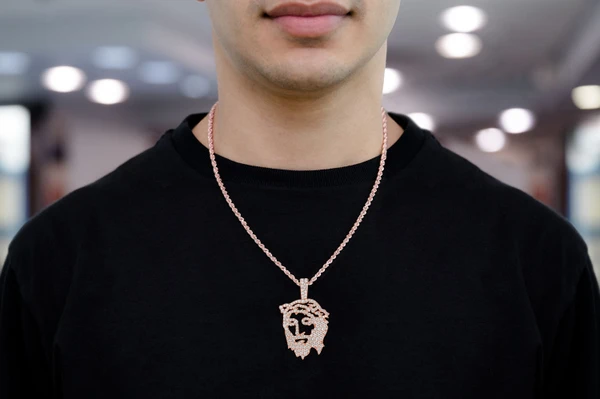 Jesus Silhouette Diamond Pendant 14k Solid Gold 1.25ctw