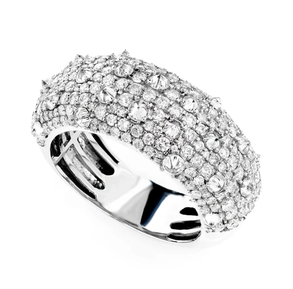 Diamond Spike Wide Band Ring 14k Solid Gold 3.00ctw