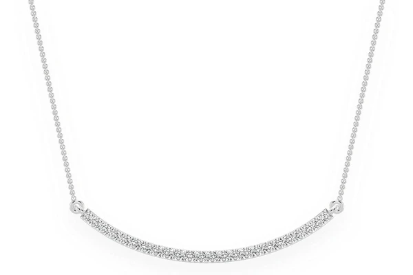  Curved Bar Diamond Necklace Connected 14k Solid Gold 0.20ctw