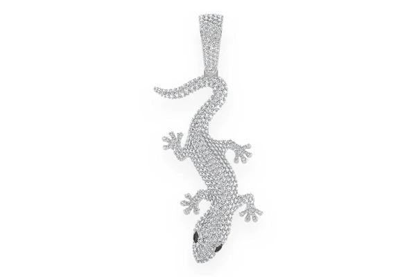 Lizard Diamond Pendant 14k Solid Gold 4.20ctw