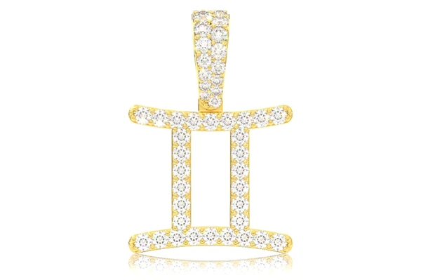 Gemini Zodiac Diamond Pendant 14k Solid Gold 0.75ctw