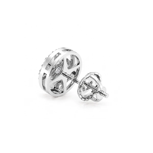 Halo Flower Stud Earrings 14k   1.00ctw