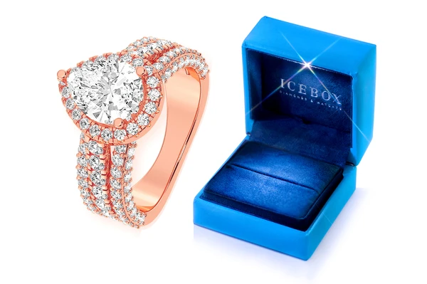 2.00ct Pear Solitaire - Three Row - Diamond Engagement Ring - All Natural