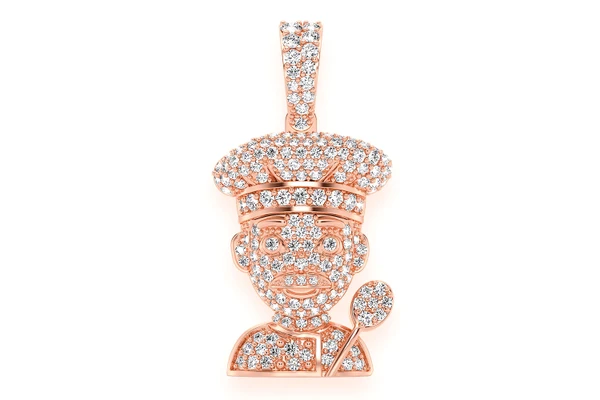 Chef Diamond Pendant 14k Solid Gold 0.85ctw