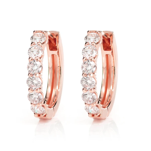 8pt Diamond Hoop Earrings 14k Solid Gold 1.00ctw 