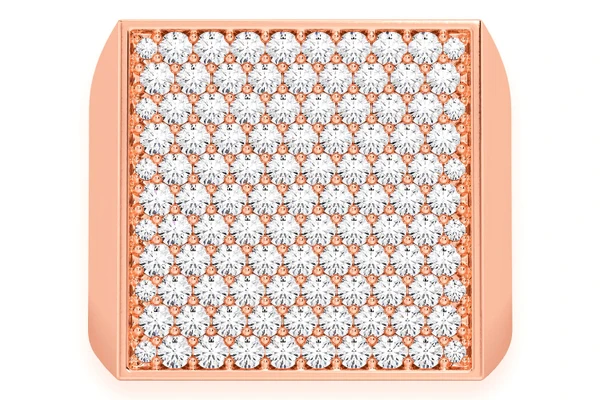 Square Signet Diamond Ring 14k Solid Gold 1.50ctw