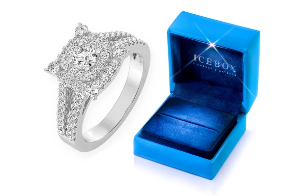 1.00ctw Round & Kite Halo - Diamond Engagement Ring - All Natural