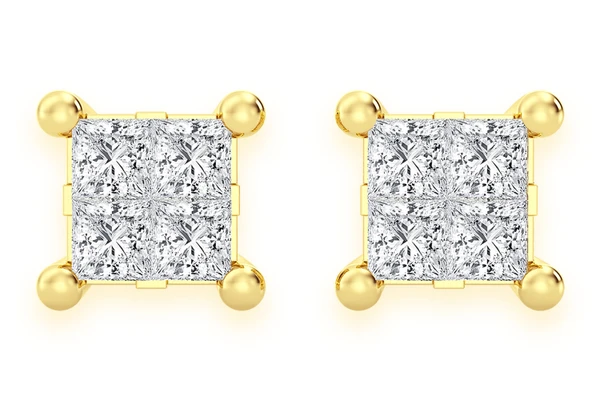 0.75ctw Quad Stud Diamond Earrings 14k Solid Gold 