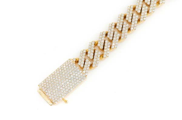 15MM Raised Miami Cuban Diamond Bracelet 14k Solid Gold 13.75ctw