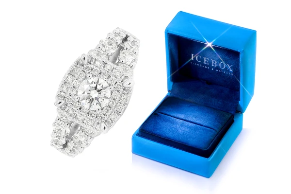 Double Halo Split - Diamond Engagement Ring - All Natural