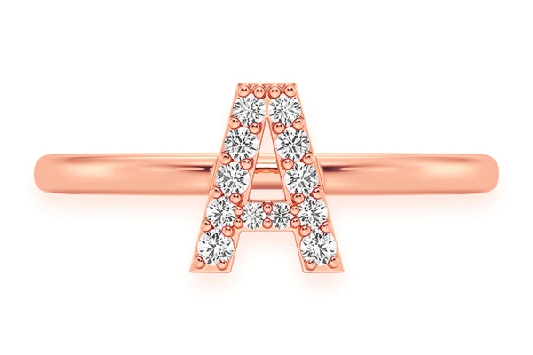 Alphabet Letter Diamond Ring 14k Solid Gold 0.20ctw