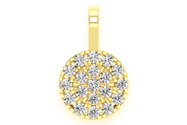 Round Two Tier Halo Diamond Pendant 14k Solid Gold 1.15ctw