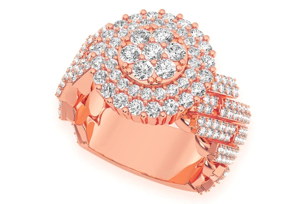 Double Halo Cuban Diamond Ring 14k Solid Gold 3.50ctw