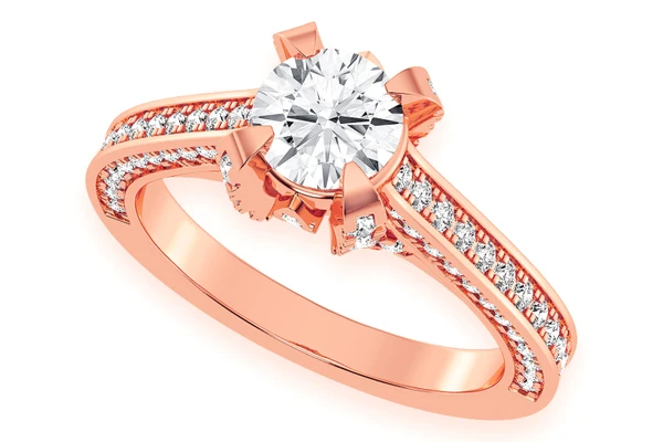 Chant - 1.00ct Round Solitaire - Deluxe One Row Scallop - Diamond Engagement Ring - All Natural Vs Diamonds