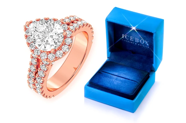 Sphinx - 2.00ct Pear Solitaire - Two Row Split Scallop - Diamond Engagement Ring - All Natural Diamonds