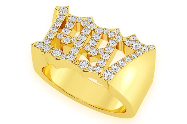 Custom Date Of Birth Diamond Ring 14k Solid Gold 0.60ctw