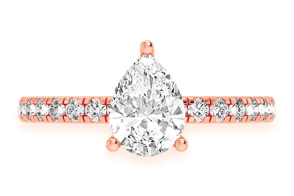 Thinn - 1.00ct Pear Solitaire - One Row Under Halo - Diamond Engagement Ring - All Natural