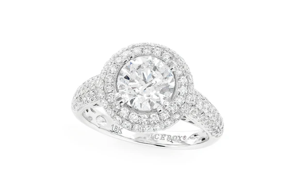1.50ct Round Solitaire - Double Halo - Diamond Engagement Ring - All Natural