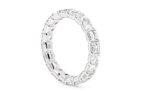 Asscher Eternity Diamond Band 14k Solid Gold 4.65ctw