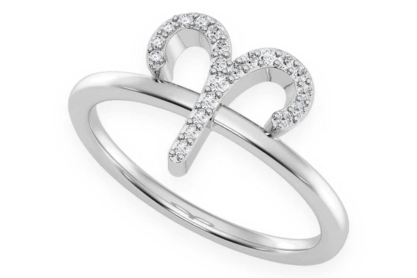 Aries Zodiac Diamond Ring 14k Solid Gold 0.10ctw