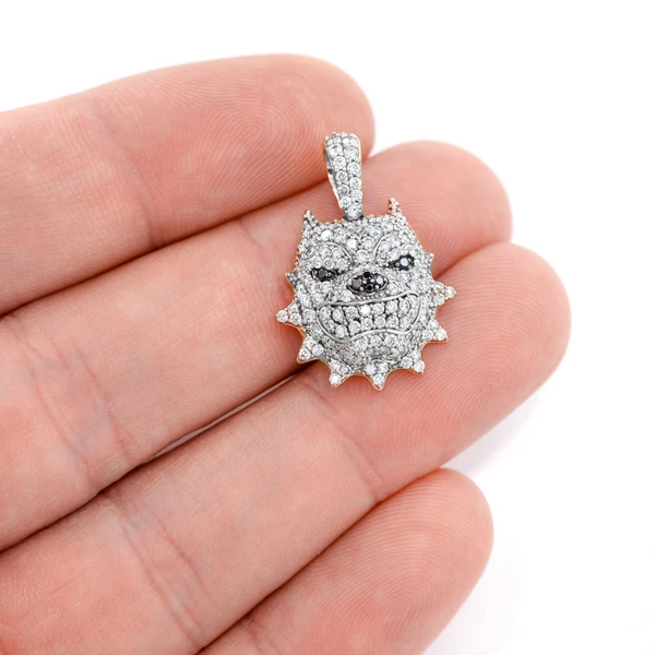 Pitbull Spike Collar Diamond Pendant 14k Solid Gold 1.25ctw 