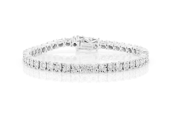 9pt Miracle Set Diamond Tennis Bracelet 14k Solid Gold 4.50ctw