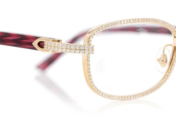 Cartier Glasses Iced Out Diamond Rims - 3.25ctw - Yellow Gold