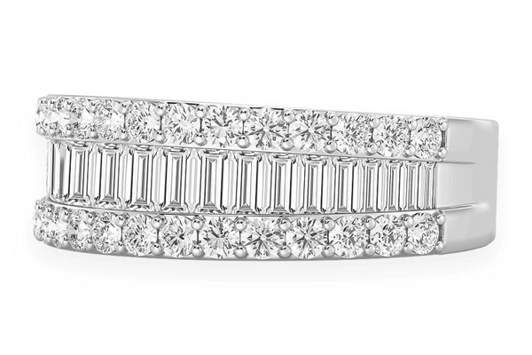 Baguette Round Border Diamond Ring 14k Solid Gold 1.35ctw