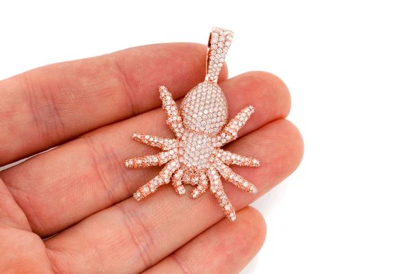 Spider Crawling Diamond Pendant 14k Solid Gold 4.00ctw
