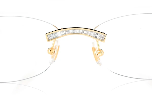 Cartier Glasses Iced Out Diamonds Rimless - 1.62ctw - Yellow Gold