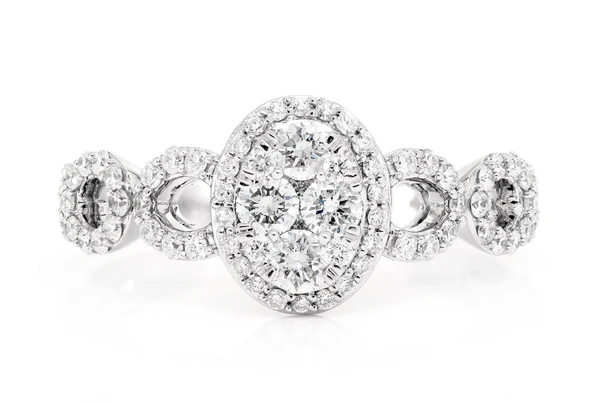 Mosaic Oval Diamond Ring 14k Solid Gold 0.75ctw