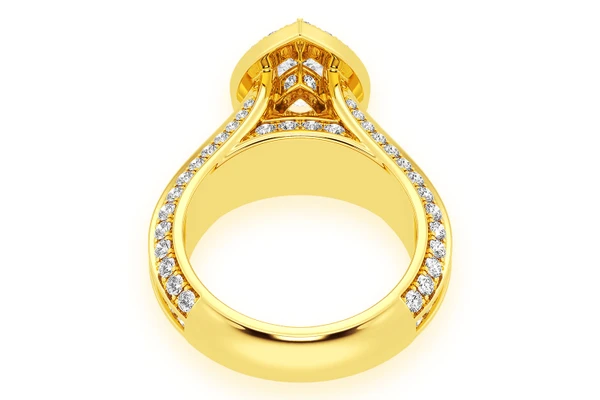 Monst - 1.00ct Pear Solitaire - Three Row Graduated Split Halo - Diamond Engagement Ring - All Natural Diamonds