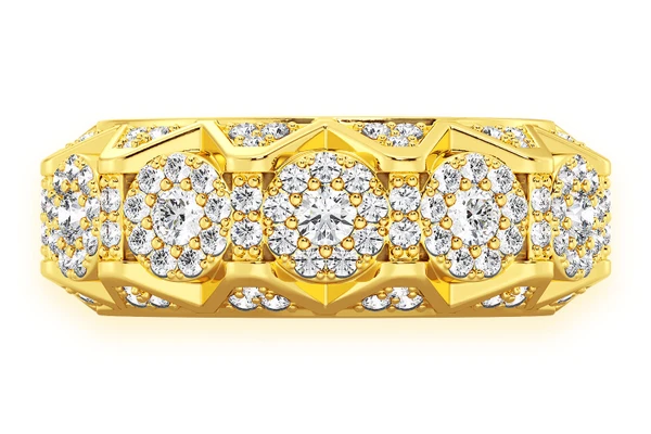 Pyramid Deluxe Diamond Ring 14k Solid Gold 1.30ctw