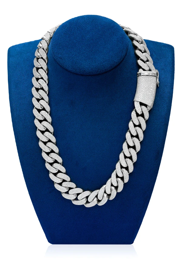 20MM Miami Cuban Link Diamond Necklace 14k Solid Gold 41.00ctw