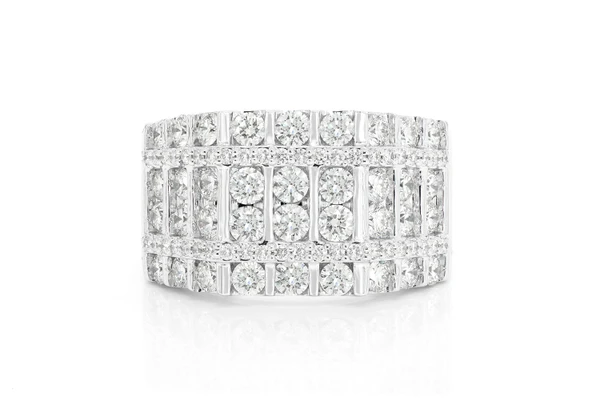 Four Row Channel Set Diamond Ring 14k Solid Gold 3.00ctw