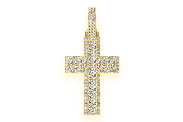 Border Cross Diamond Pendant 14k Solid Gold 4.50ctw