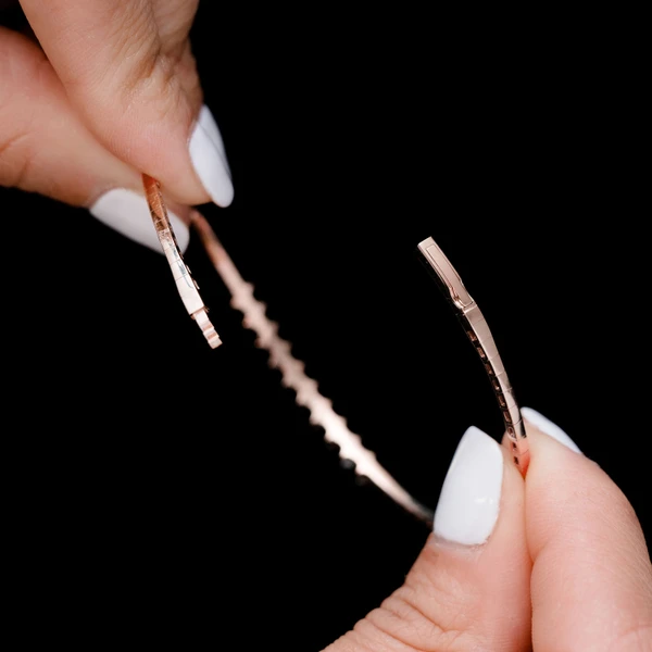 Slanted Baguette Diamond Hinge Bracelet 14k Solid Gold 0.90ctw