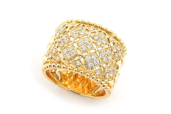 Floral Weaved Diamond Band 14k Solid Gold 0.70ctw