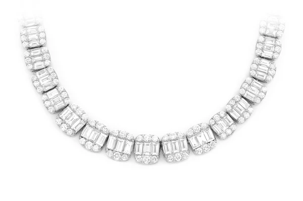 9MM Graduated Baguette Link Diamond Necklace 14k Solid Gold 21.00ctw