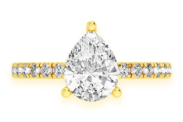 Thinn - 1.50ct Pear Solitaire -one Row Under Halo - Diamond Engagement Ring - All Natural