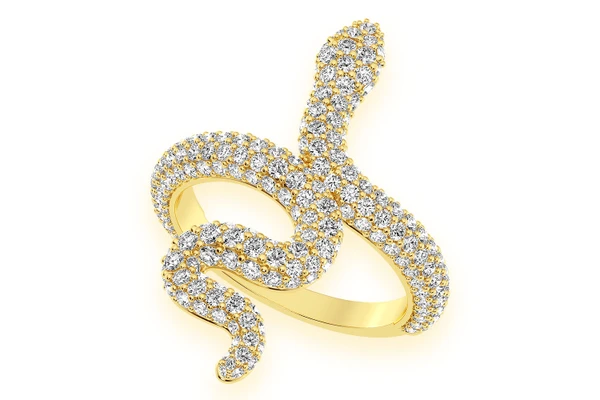 Wrapped Snake Diamond Ring 14k Solid Gold 2.00ctw